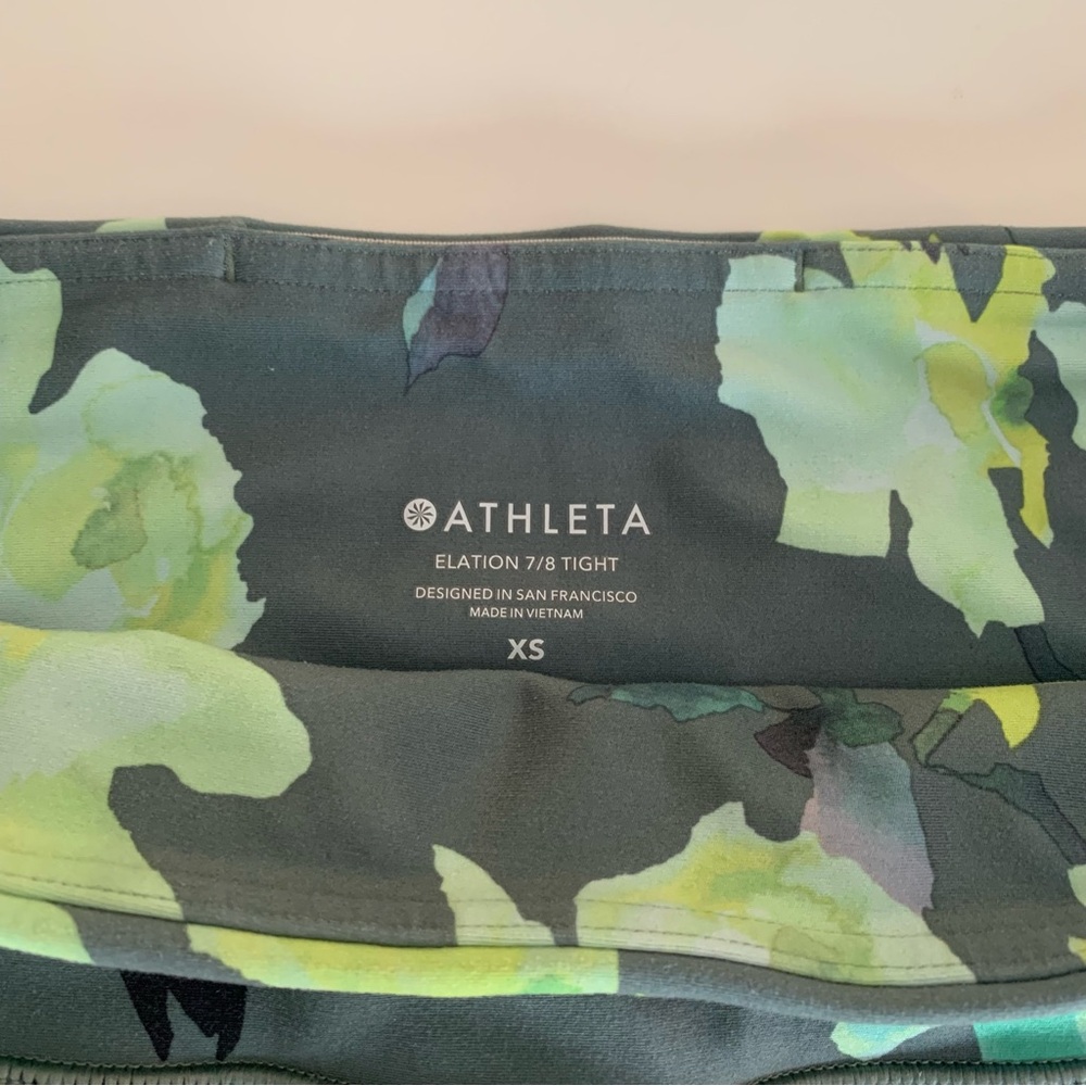 Athleta Painted Flower Elation 7/8 Tight Powervita Green Floral - Picture 7 of 8